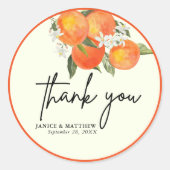 Boho Abstract Schetsmatige Oranje Tuin Bruiloft Ronde Sticker (Voorkant)
