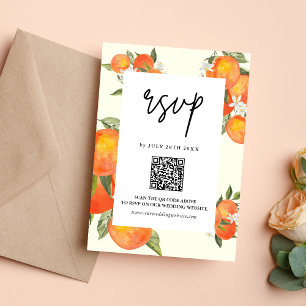 Boho Abstract Schetsmatige Oranje Tuin Bruiloft RSVP Kaartje