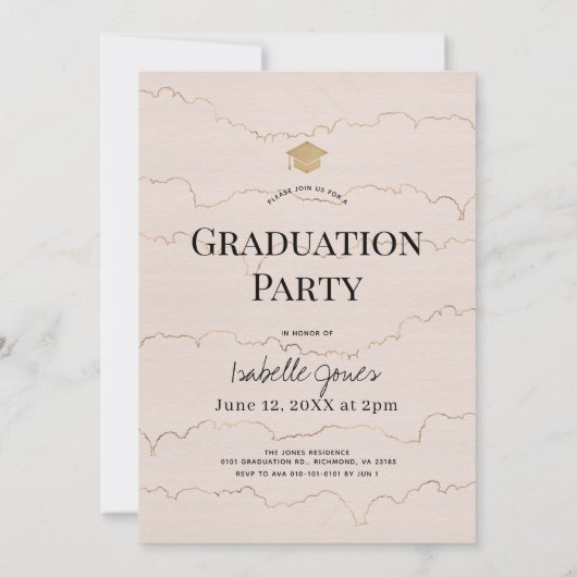 Boho Abstract Shapes Brown and Pink Arch Afstudere Kaart (Achterkant)