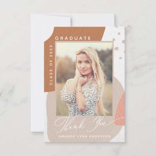 Boho Abstract Shapes Foto Afstuderen Hartelijk dan Bedankkaart (Voorkant)