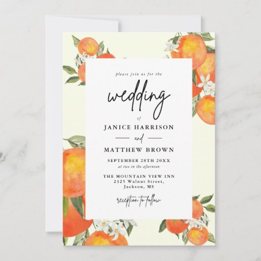 Boho Abstract Sketchy Orange Garden Wedding Kaart (Voorkant)