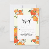 Boho Abstract Sketchy Orange Garden Wedding RSVP Kaartje (Voorkant)