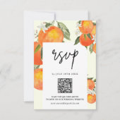 Boho Abstract Sketchy Orange Garden Wedding RSVP Kaartje (Voorkant)