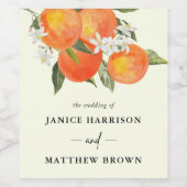 Boho Abstract Sketchy Orange Garden Wedding Wijn Etiket (Enkel label)