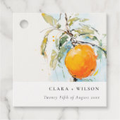 Boho Abstract Sketchy Oranje Tuin Bruiloft Bedankjes Labels (Voorkant)