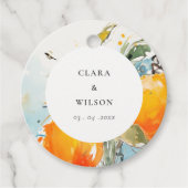 Boho Abstract Sketchy Oranje Tuin Bruiloft Bedankjes Labels (Voorkant)