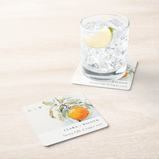 Boho Abstract Sketchy Oranje Tuin Bruiloft Kartonnen Onderzetters (Insitu)