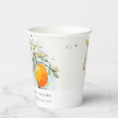 Boho Abstract Sketchy Oranje Tuin Bruiloft Papieren Bekers (Rechts)