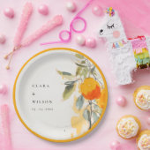 Boho Abstract Sketchy Oranje Tuin Bruiloft Papieren Bordje (Feest)