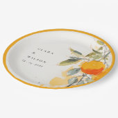 Boho Abstract Sketchy Oranje Tuin Bruiloft Papieren Bordje (Gekanteld)