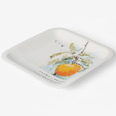 Boho Abstract Sketchy Oranje Tuin Bruiloft Papieren Bordje (Gebogen)