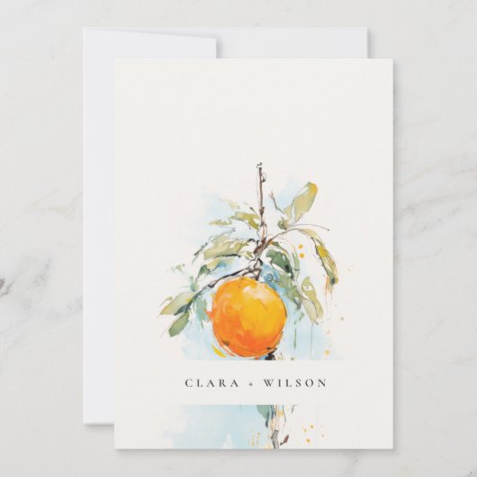 Boho Abstract Sketchy Oranje Tuin Bruiloft Save The Date (Achterkant)