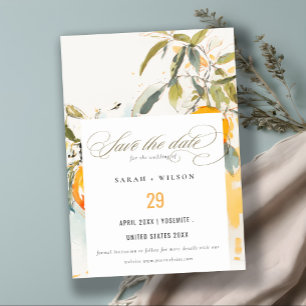 Boho Abstract Sketchy Oranje Tuin Bruiloft Save The Date