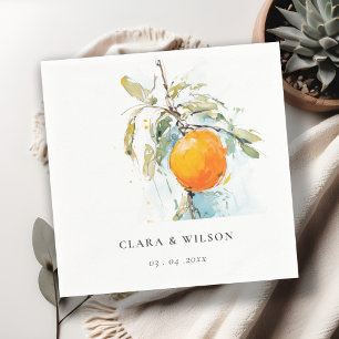 Boho Abstract Sketchy Oranje Tuin Bruiloft Servet