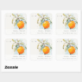 Boho Abstract Sketchy Oranje Tuin Bruiloft Vierkante Sticker (Vel)