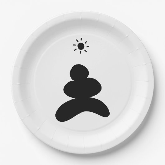 Boho abstract Stone and Sun Papieren Bordje (Voorkant)