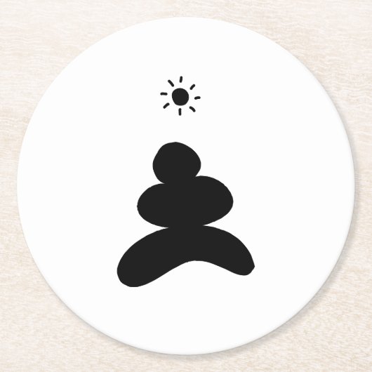 Boho abstract Stone and Sun Ronde Kartonnen Onderzetter (Voorkant)