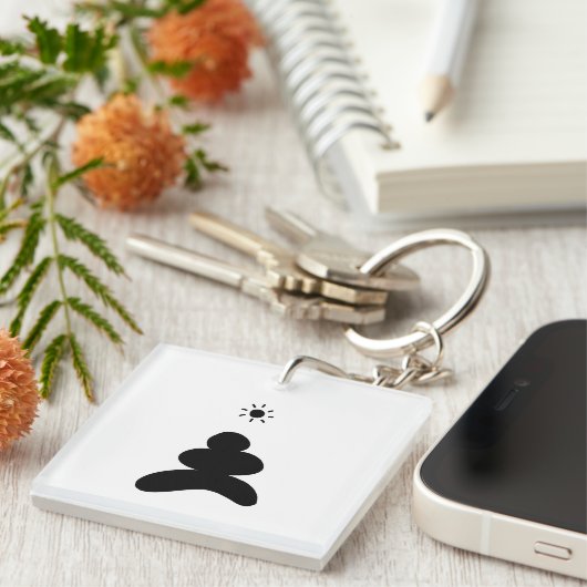 Boho abstract Stone and Sun Sleutelhanger (Voorkant Rechts)