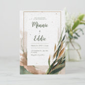 Boho Abstract Terracotta Gouden Lijst Bruiloft Kaart (Staand voorkant)