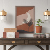 Boho Abstract Terracotta Landscape Moon Poster