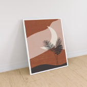 Boho Abstract Terracotta Landscape Moon Poster