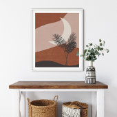 Boho Abstract Terracotta Landscape Moon Poster