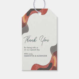 Boho Abstract Terracotta Wedding Bedankt voor je p Cadeaulabel