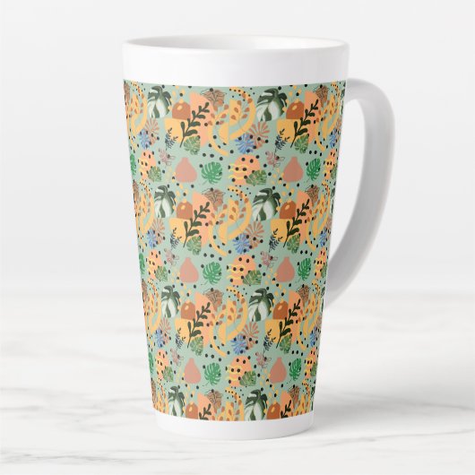 boho abstract tropical pattern -minimal leaf desig latte mok (Rechterhoek)