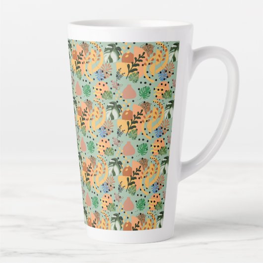 boho abstract tropical pattern -minimal leaf desig latte mok (Rechts)