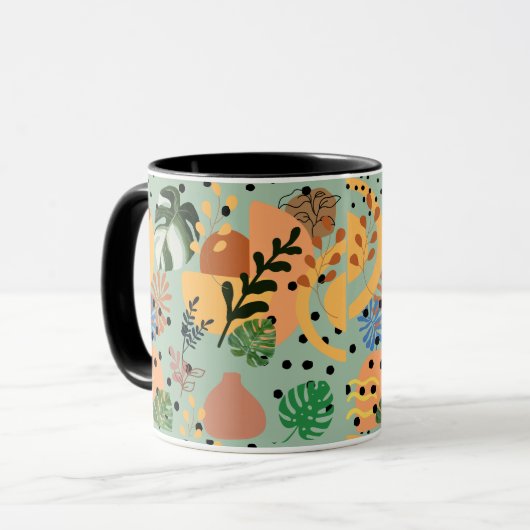 boho abstract tropical pattern -minimal leaf desig mok (Voorkant links)