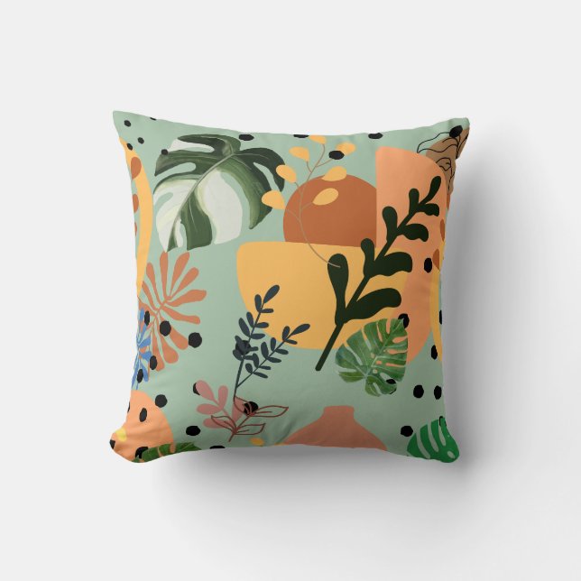 boho abstract tropical pattern-minimal leaf design kussen (Voorkant)