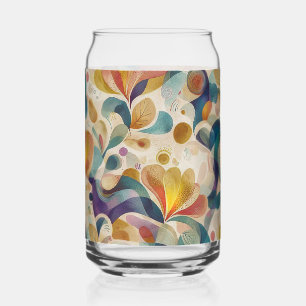 Boho Abstract Waterverf Bloemige Draai Goud Teal Blikvorm Glas