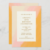 Boho Abstract Waterverf Roze Geel 30e Verjaardag Kaart (Voorkant / Achterkant)