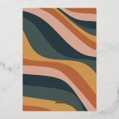 Boho Abstract Wavy Lines Terracotta Wedding Gold Folie Uitnodiging (Achterkant)