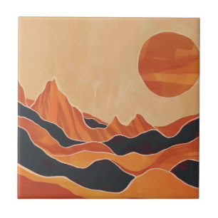 Boho Abstract woestijnlandschap met minimalistisch Tegeltje