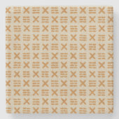 Boho Abstract X Pattern Neutral Paper Art Stenen Onderzetter (Voorkant)