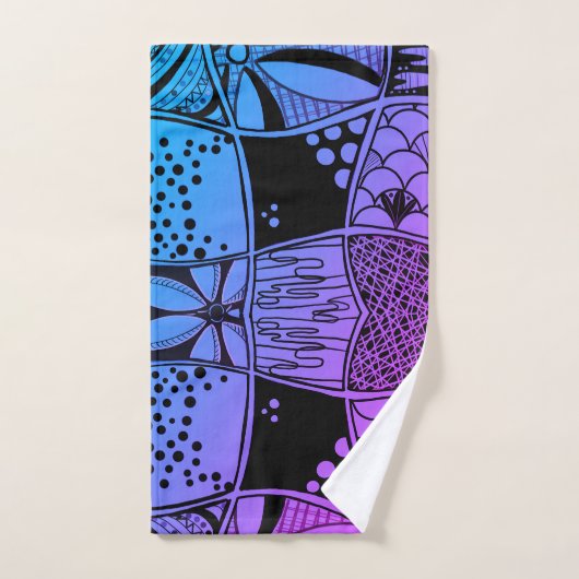 Boho Abstract Zen Doodle Handdoek – Levendig Blauw (Handdoek)