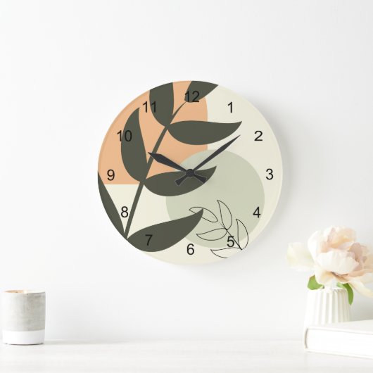 Boho abstracte blad wandklok (Huis)
