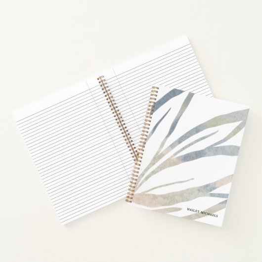 Boho Abstracte bladeren met gepersonaliseerde naam Notitieboek (Binnen)