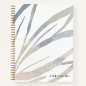 Boho Abstracte bladeren met gepersonaliseerde naam Notitieboek (Voorkant)