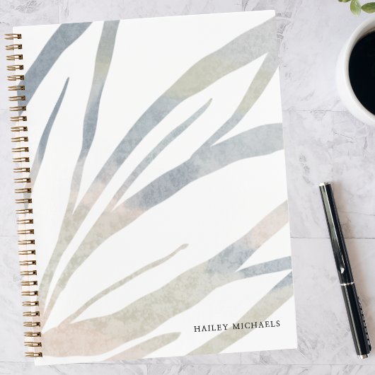 Boho Abstracte bladeren met gepersonaliseerde naam Notitieboek