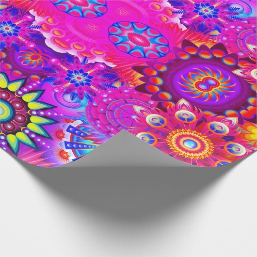 Boho abstracte bloem cadeaupapier (Hoek)