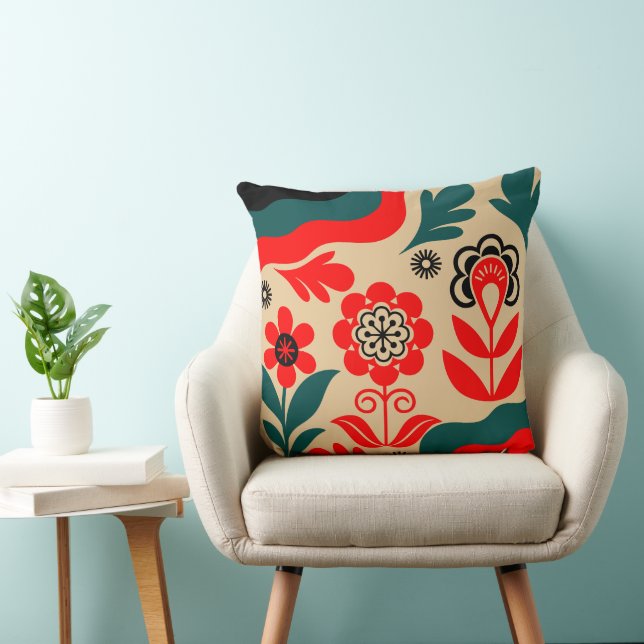 Boho Abstracte Bloem Muur Kunst Kussen (Stoel)