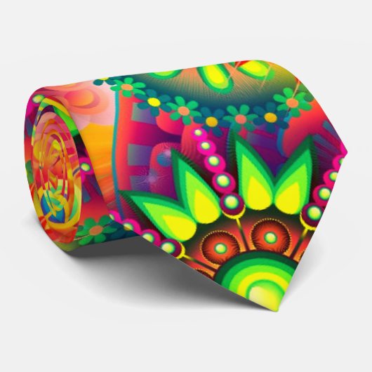 Boho abstracte bloem stropdas (Opgerold)