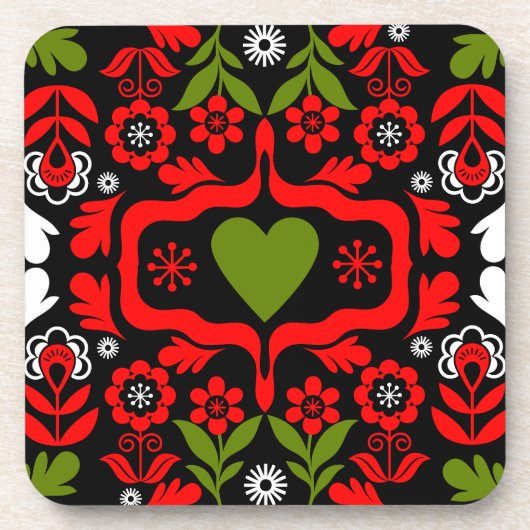 Boho Abstracte Bloem volkskunst Bier Onderzetter (Voorkant)