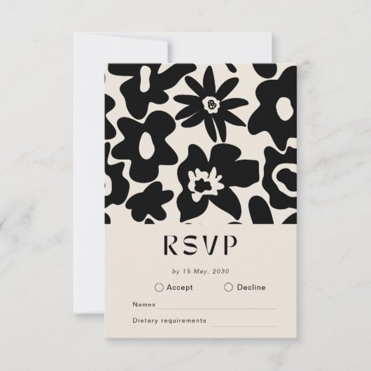 Boho Abstracte Bloemen Huwelijk RSVP (Voorkant)