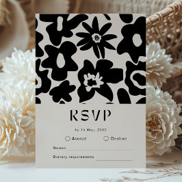 Boho Abstracte Bloemen Huwelijk RSVP Kaartje