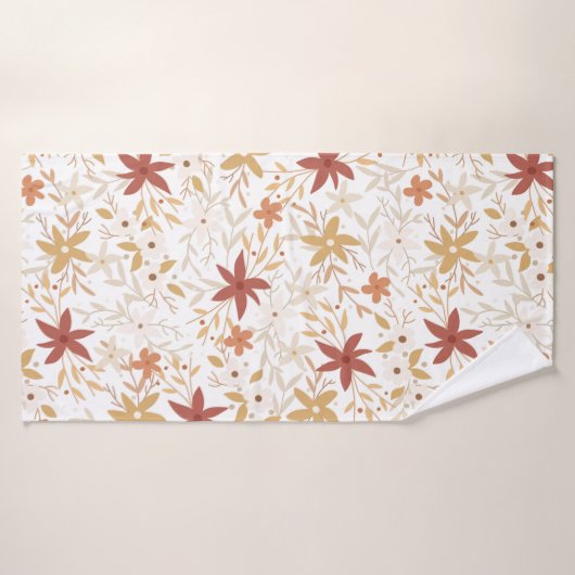 Boho abstracte bloemen oogstgoud roestbeen badhanddoek (Badhanddoek)
