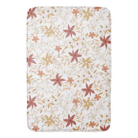 Boho abstracte bloemen oogstgoud roestbeen badmat (Voorkant Verticaal)
