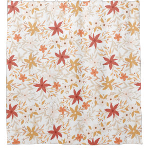 Boho abstracte bloemen oogstgoud roestbeen douchegordijn